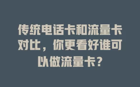 传统电话卡和流量卡对比，你更看好谁可以做流量卡？