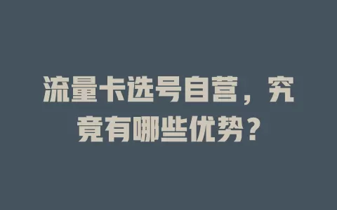 流量卡选号自营，究竟有哪些优势？