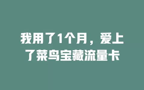 我用了1个月，爱上了菜鸟宝藏流量卡