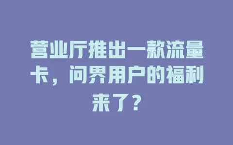 营业厅推出一款流量卡，问界用户的福利来了？