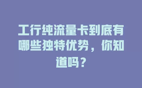 工行纯流量卡到底有哪些独特优势，你知道吗？