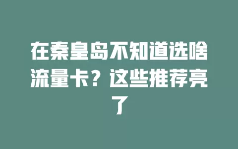 在秦皇岛不知道选啥流量卡？这些推荐亮了