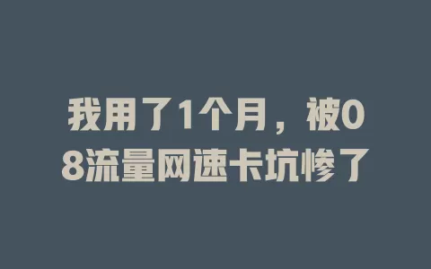 我用了1个月，被08流量网速卡坑惨了