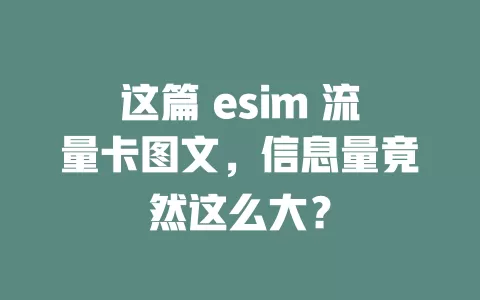这篇 esim 流量卡图文，信息量竟然这么大？