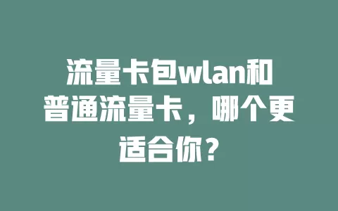 流量卡包wlan和普通流量卡，哪个更适合你？