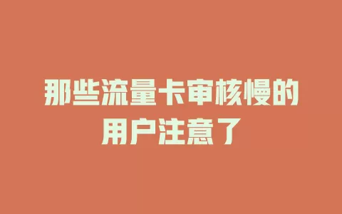 那些流量卡审核慢的用户注意了
