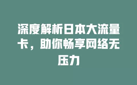 深度解析日本大流量卡，助你畅享网络无压力