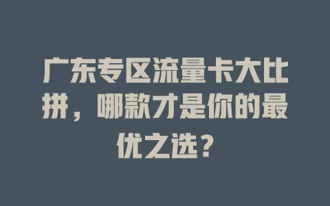 广东专区流量卡大比拼，哪款才是你的最优之选？