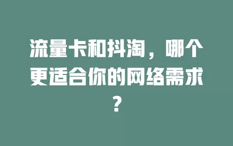 流量卡和抖淘，哪个更适合你的网络需求？