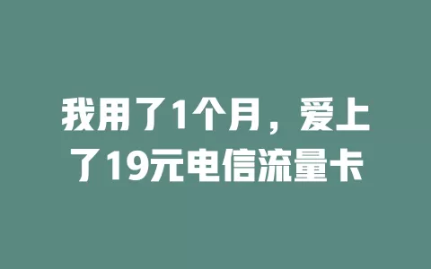 我用了1个月，爱上了19元电信流量卡