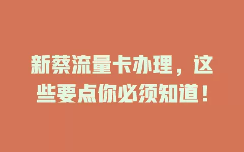 新蔡流量卡办理，这些要点你必须知道！