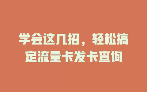 学会这几招，轻松搞定流量卡发卡查询