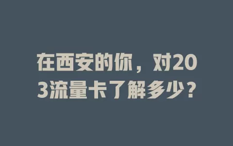 在西安的你，对203流量卡了解多少？