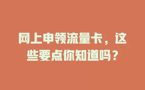 网上申领流量卡，这些要点你知道吗？