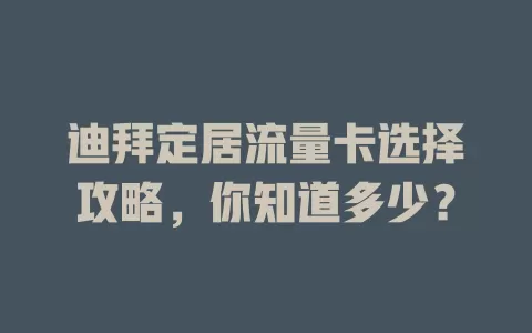 迪拜定居流量卡选择攻略，你知道多少？