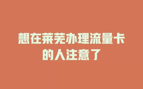 想在莱芜办理流量卡的人注意了