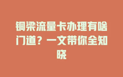 铜梁流量卡办理有啥门道？一文带你全知晓