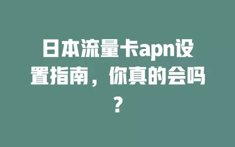 日本流量卡apn设置指南，你真的会吗？