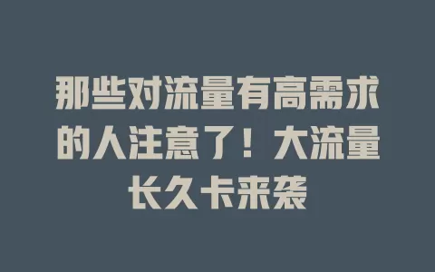 那些对流量有高需求的人注意了！大流量长久卡来袭