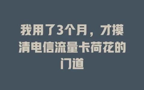 我用了3个月，才摸清电信流量卡荷花的门道