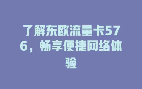 了解东欧流量卡576，畅享便捷网络体验