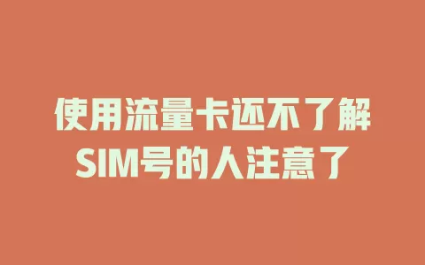 使用流量卡还不了解SIM号的人注意了