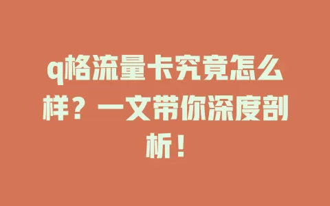 q格流量卡究竟怎么样？一文带你深度剖析！