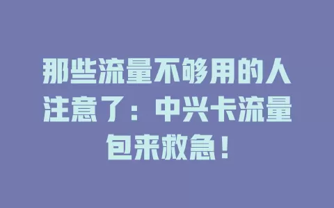 那些流量不够用的人注意了：中兴卡流量包来救急！