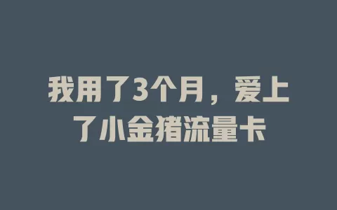 我用了3个月，爱上了小金猪流量卡