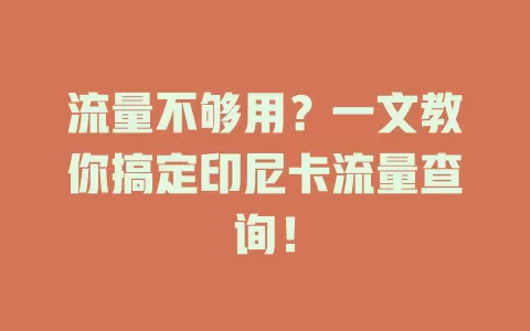 流量不够用？一文教你搞定印尼卡流量查询！