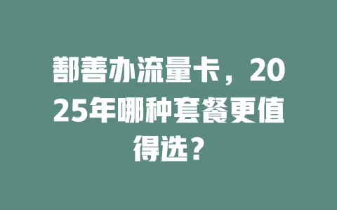 鄯善办流量卡，2025年哪种套餐更值得选？