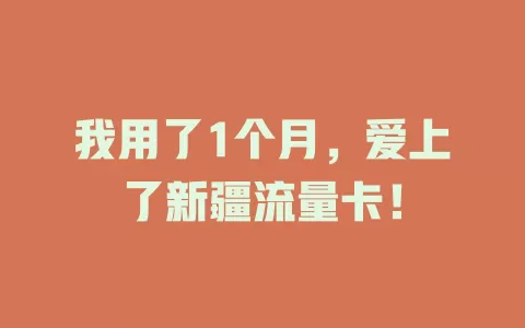 我用了1个月，爱上了新疆流量卡！