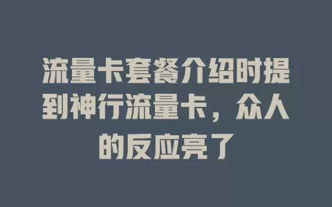 流量卡套餐介绍时提到神行流量卡，众人的反应亮了