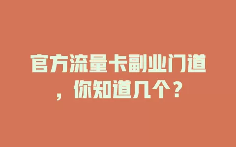官方流量卡副业门道，你知道几个？
