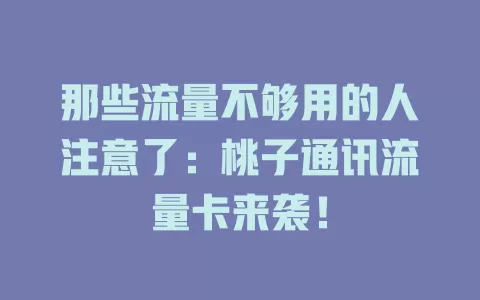 那些流量不够用的人注意了：桃子通讯流量卡来袭！