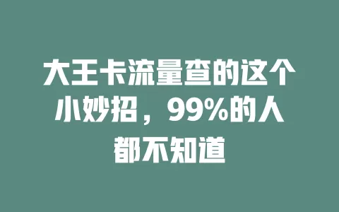 大王卡流量查的这个小妙招，99%的人都不知道