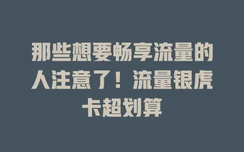 那些想要畅享流量的人注意了！流量银虎卡超划算