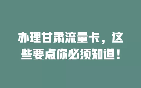 办理甘肃流量卡，这些要点你必须知道！