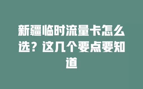 新疆临时流量卡怎么选？这几个要点要知道