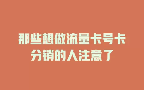 那些想做流量卡号卡分销的人注意了