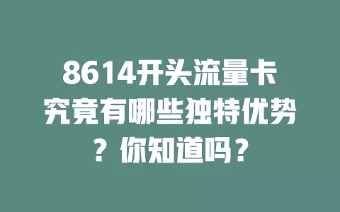 8614开头流量卡究竟有哪些独特优势？你知道吗？