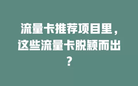 流量卡推荐项目里，这些流量卡脱颖而出？