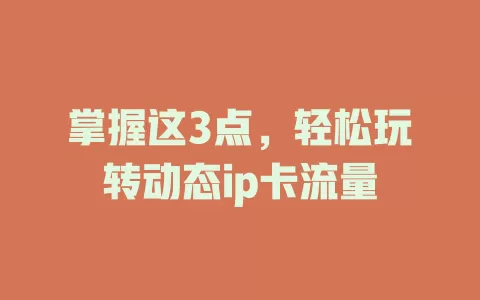 掌握这3点，轻松玩转动态ip卡流量