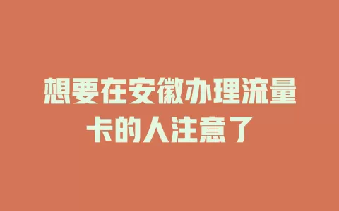 想要在安徽办理流量卡的人注意了