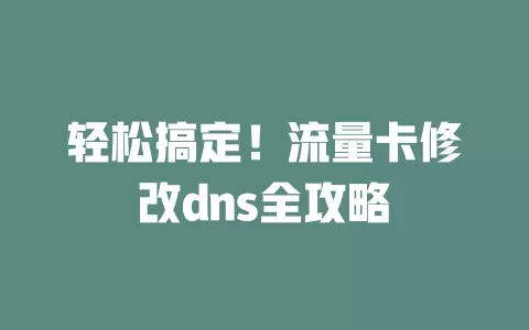 轻松搞定！流量卡修改dns全攻略