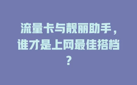 流量卡与靓丽助手，谁才是上网最佳搭档？
