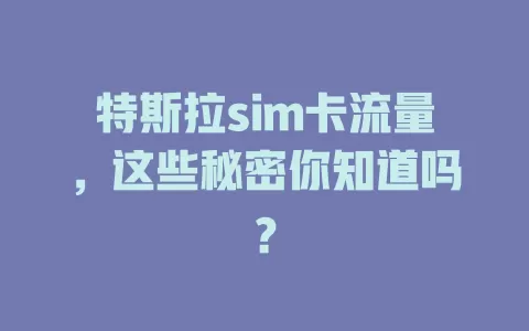 特斯拉sim卡流量，这些秘密你知道吗？