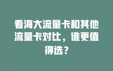 看海大流量卡和其他流量卡对比，谁更值得选？