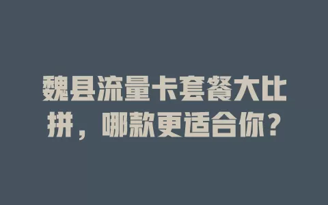 魏县流量卡套餐大比拼，哪款更适合你？