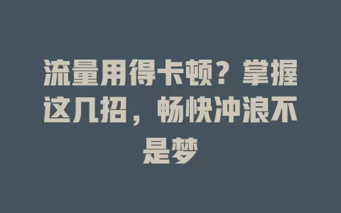 流量用得卡顿？掌握这几招，畅快冲浪不是梦